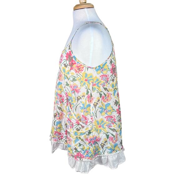 Free People Women’s Floral Racerback Tunic Length Boho Cami Tank Blouse Medium - Picture 9 of 15